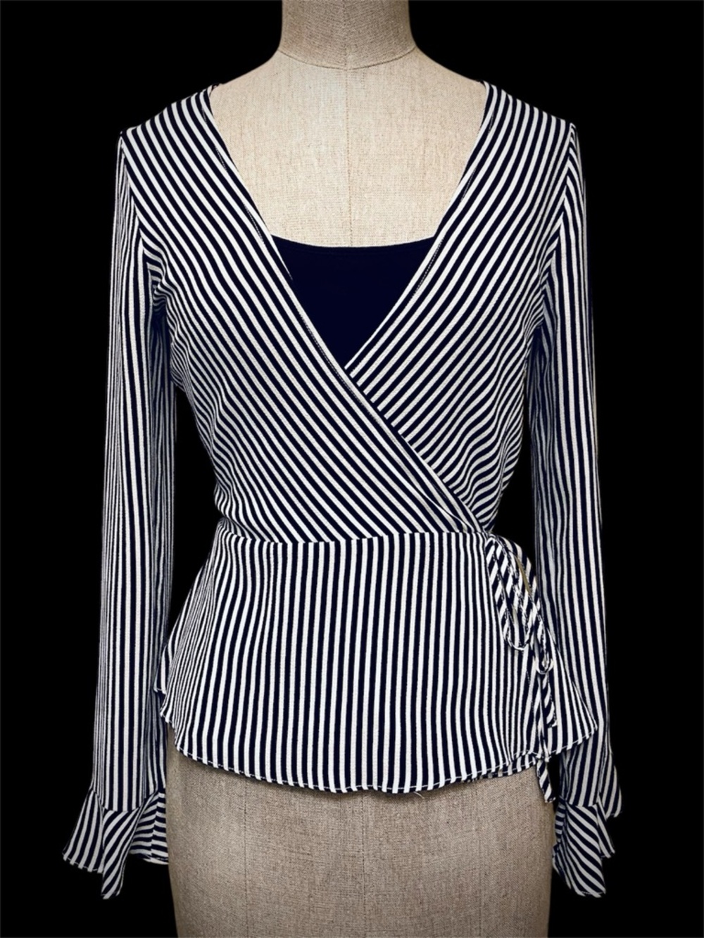 H&M Divided Striped Wrap Blouse